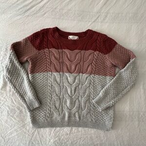 Pink Rose Acrylic Cableknit sweater. Small